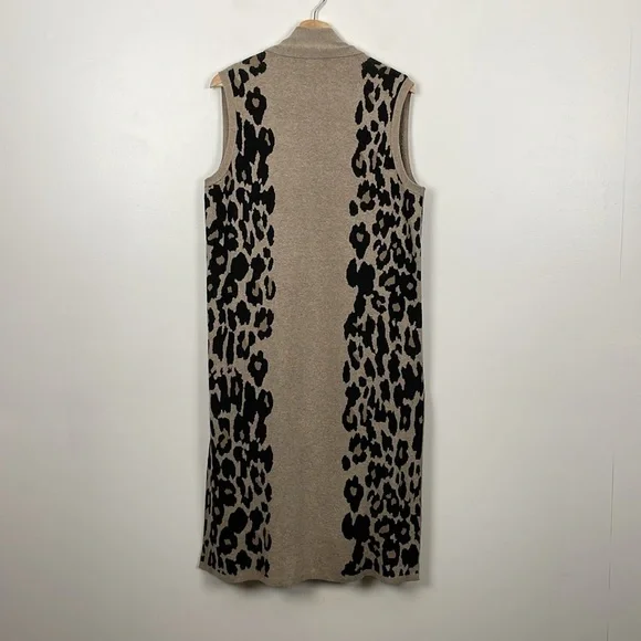 Lane Bryant Cotton Blend Leopard Print Sleeveless Open Cardigan women 14/16 - Picture 5 of 9